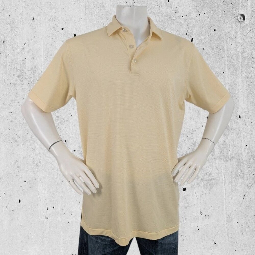 Peter Millar Golf Polo Shirt Large Tall Crown Logo Summer Comfort Yellow